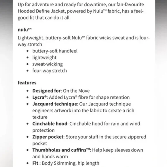 Lululemon Define Hooded Nulu Diamond dye jacket in graphite grey multi sz 8 - Picture 2 of 6